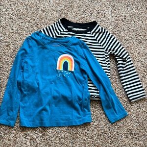 Cat & Jack Blue Rainbow and Black Striped Long Sleeve Tees